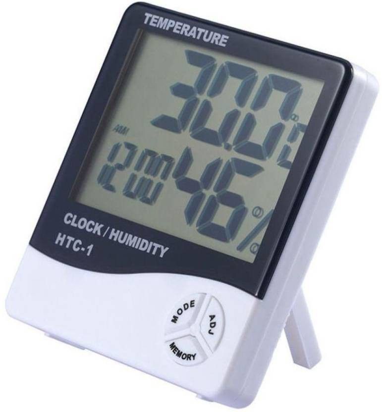 HT-1 Humidity Meter Tester + Temperature Meter + Alarm Clock + Time with Pinless Digital Moisture Measurer