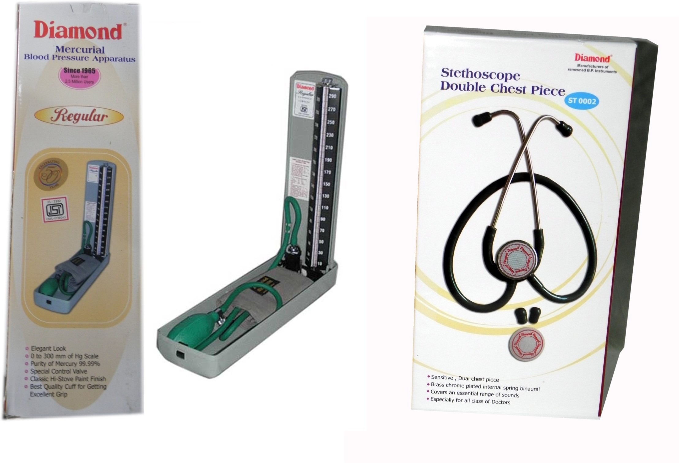 DIAMOND Mercury Regular Model BPMR112 with Original brand Stethoscope ST0002 Combo Kit Bp Monitor image 1