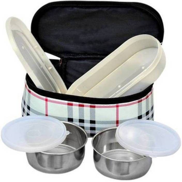 Lunch Boxes 3 Containers Stainless Steel, Plastic Office Lunch Box-image-34
