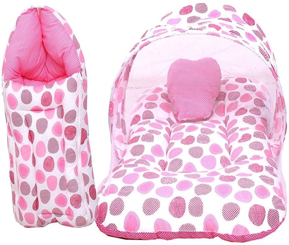 New Born Baby Gift Pack Combo Of Baby Sleeping Bag & Mosquito Net Bed(0-6 Months,Pink) Combo Of Sleeping Bag And Mosquito Net Dots-image-41