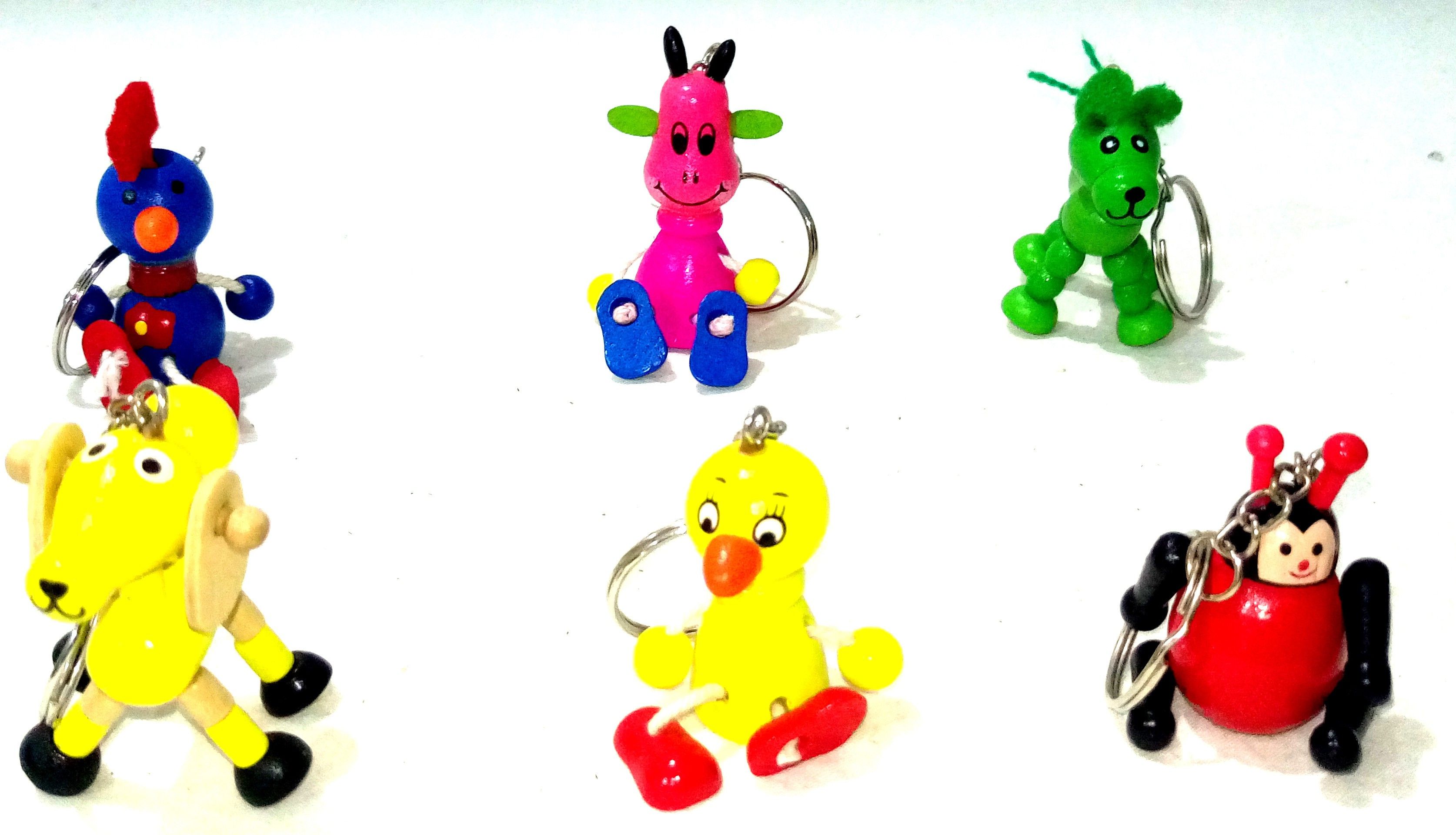 crafts india Handcrafted Wooden Animal Key Chain Set 6 Pcs-picture-15