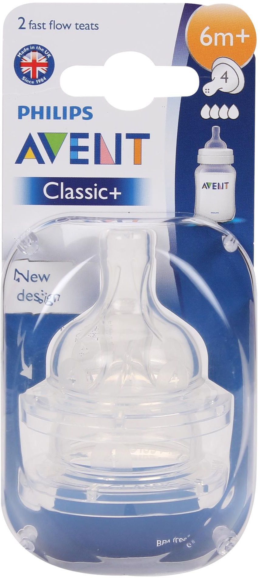 Avent Classic Nipples 2Pk (6M+) Fast Flow Nipple