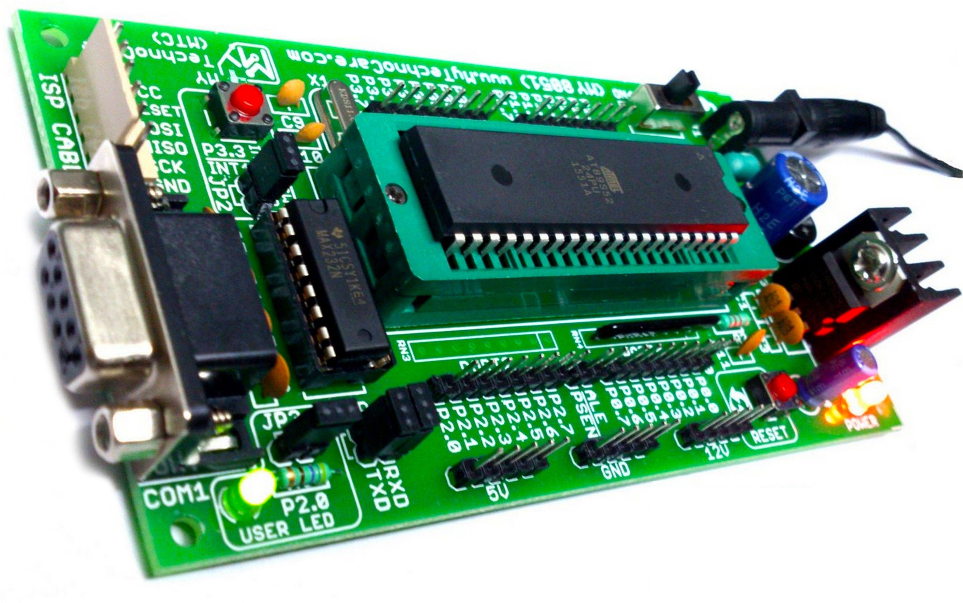MY TechnoCare 8051 Development Board ZIF Socket+MAX232 AT89S52 Microcontroller IC Project Evaluation Kit Support ATmel AT89S51/XX,89Cxx,89V51RD2 Architecture 40 Pin Chip Prototype PCB Multipurpose Controller-image-9