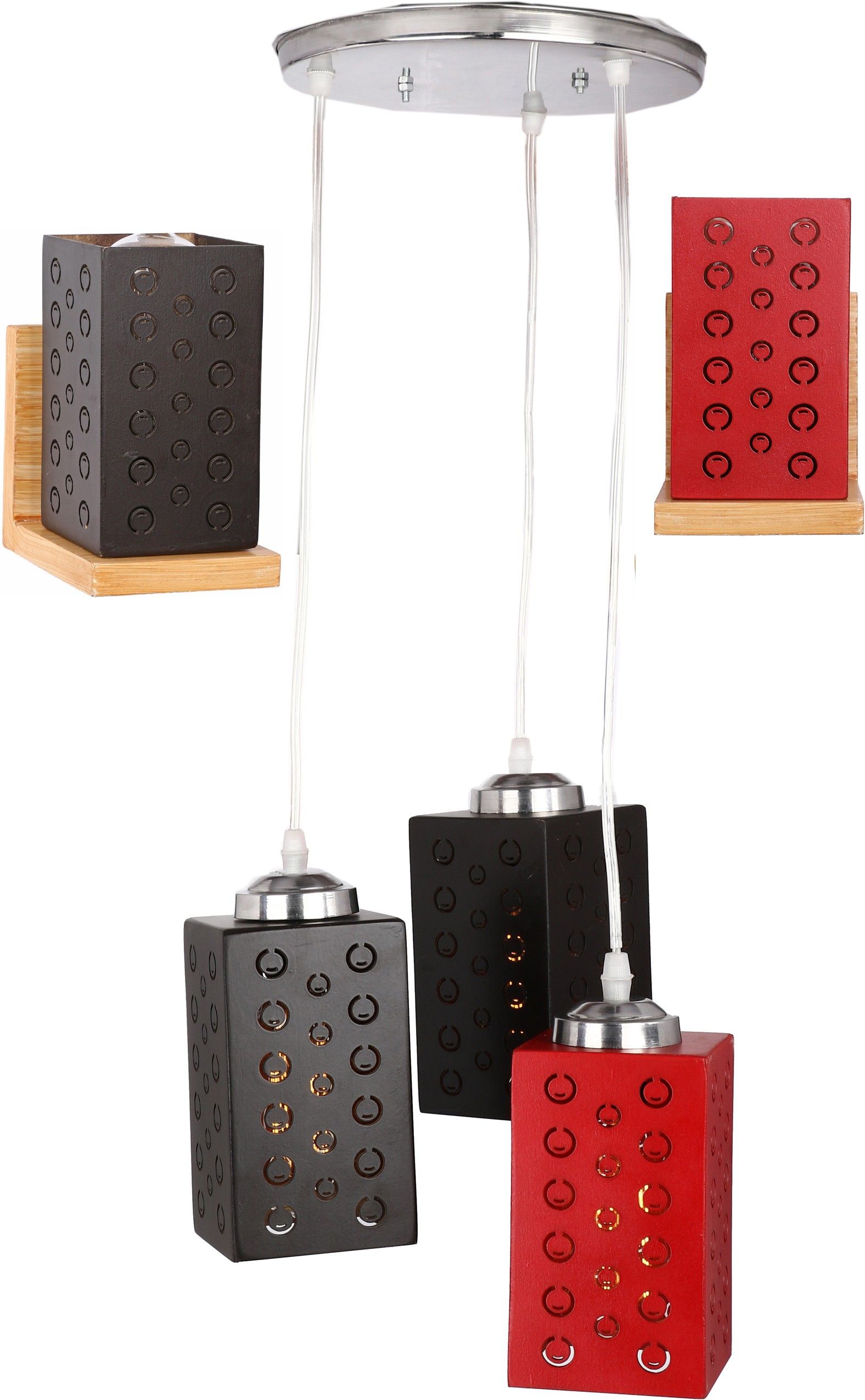 Deginer Tripple Hanging Ceiling Lamp & Two Wall lamp Combo Set Made With Wood For Trendy & Stylish Interior Decoration No GX76 Pendant Lamp Ceiling Lamp-image-30