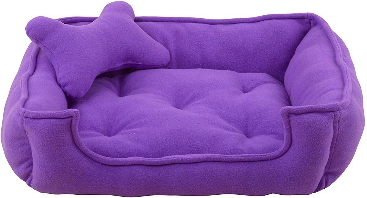 Fluffy's Luxurious Reversible Polyester Filled Soft Dog and Cat Bed, Purple (Small) S Pet Bed-image-0