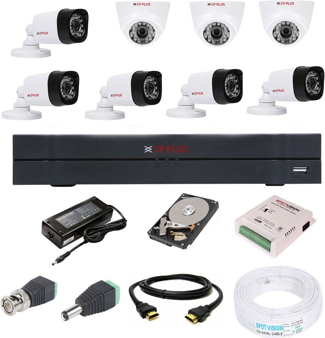 CP PLUS 8 Channal HD DVR 1080p 1Pcs,Bullet Camera 1MP 5Pcs,Dome Camera 1MP 3Pcs,1 TB Toshiba Surveillance Hard Disk with 3 Year Warranty Security Camera-picture-37