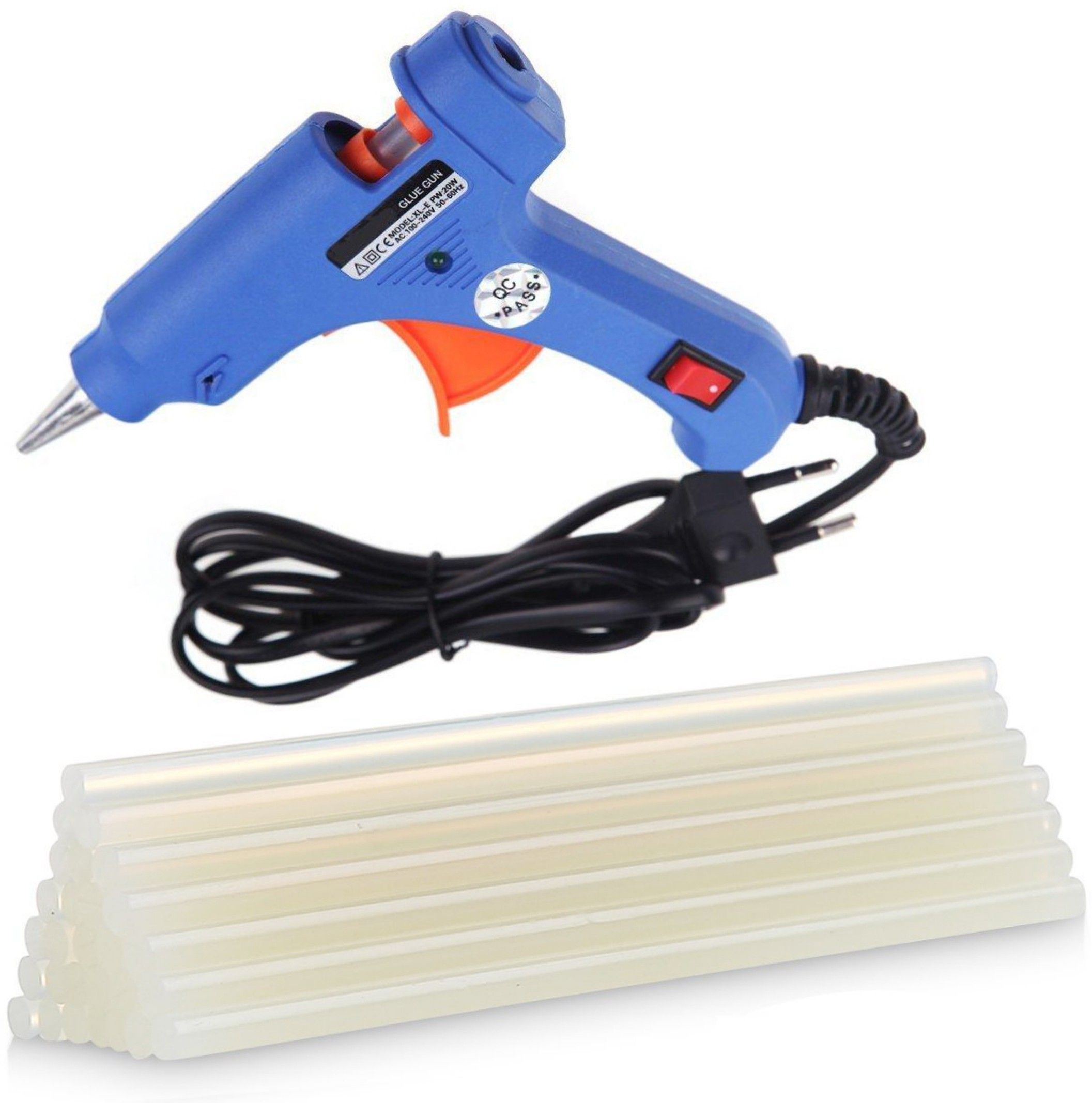 fadman BLUE MINI 20W 20 WATT (ON OFF SWITCH & INDICATOR) HOT MELT GUN WITH FREE 10 GLUE STICKS Standard Temperature Corded Glue Gun-picture-2