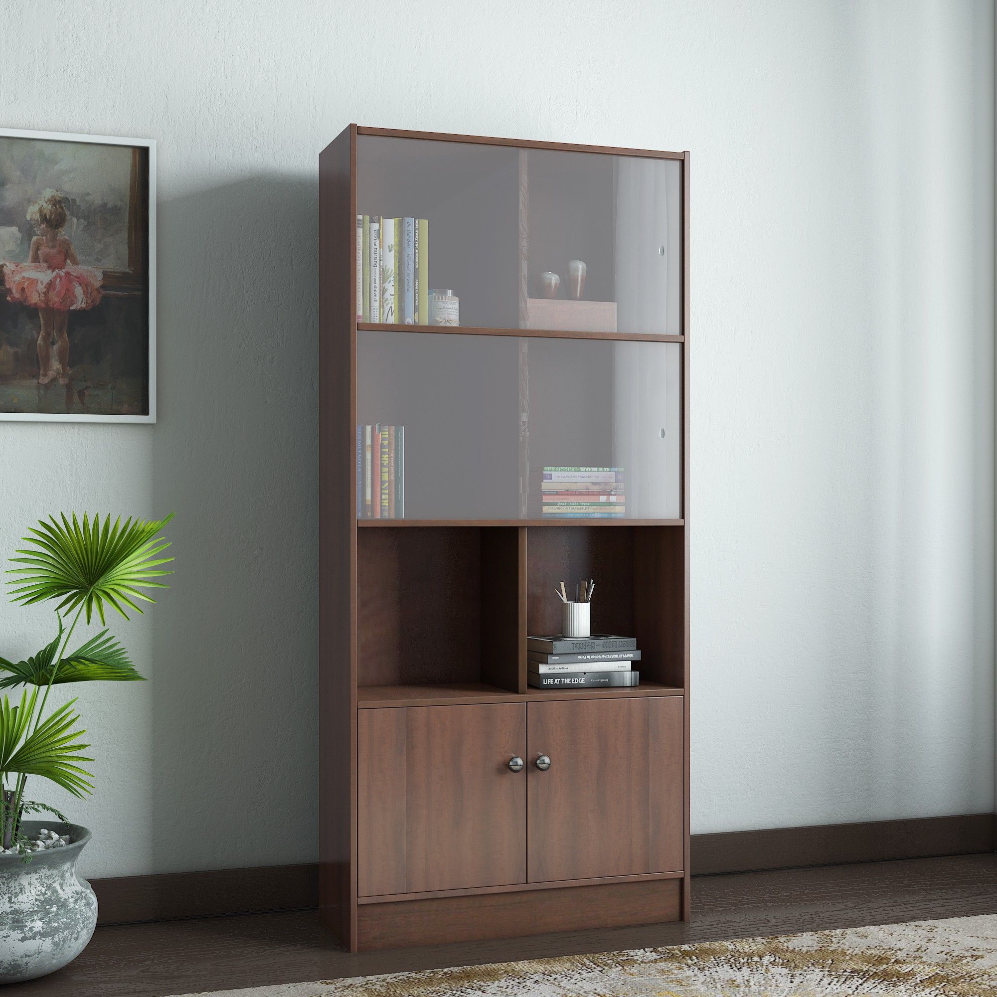 Lara Crony Engineered Wood Semi-Open Book Shelf-image-22