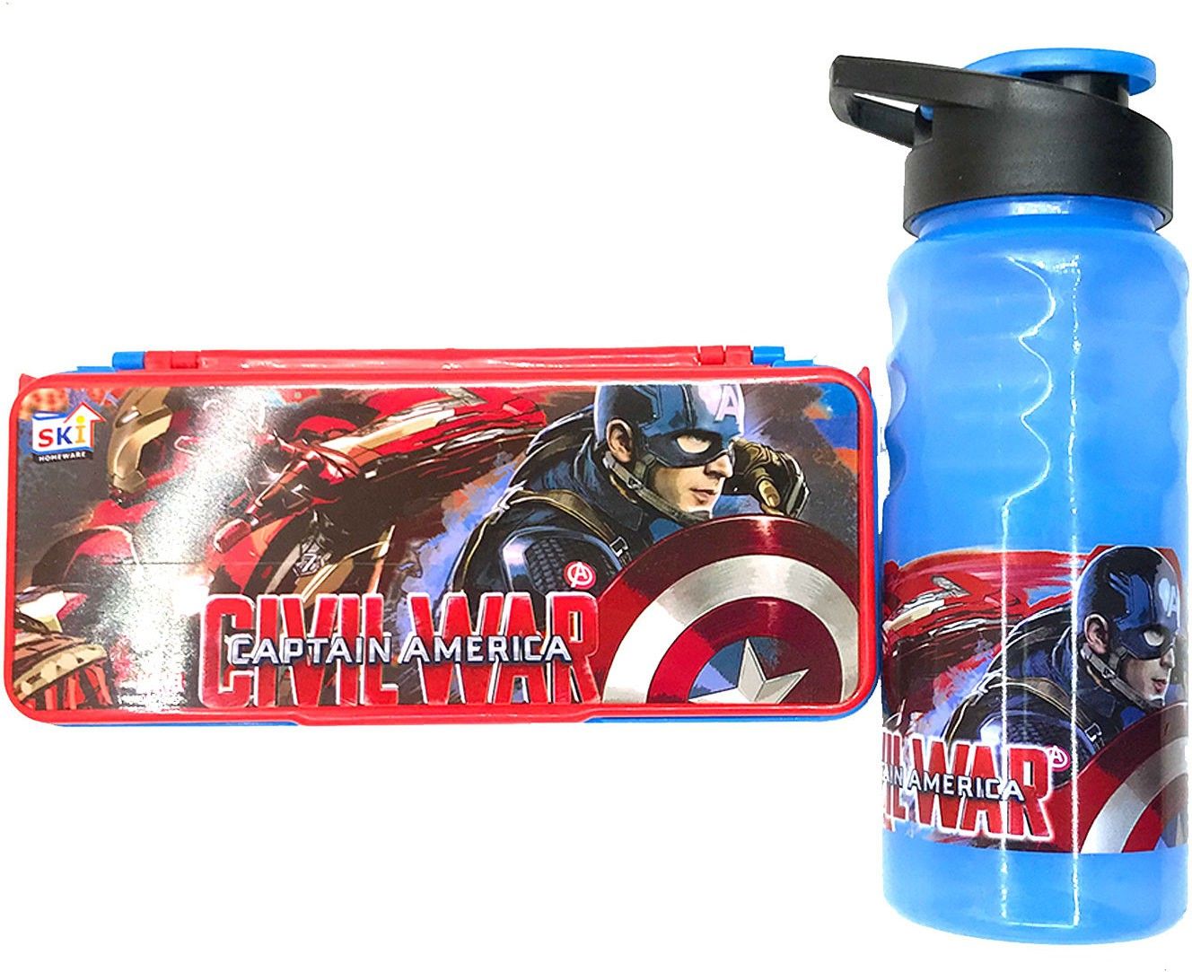 Marvel Avenger Assemble "Civil War" Bottle Sipper & Stationery Box Gift Set School Set-image-4