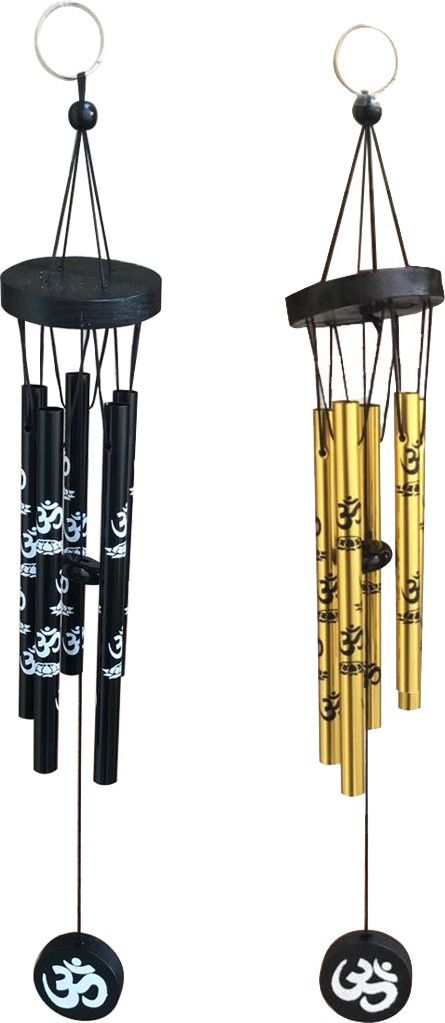 ryme Feng shui Om Printed Black 5 Pipes WInd Chime & Om Printed 5 Pipes Golden Brass Windchime-picture-28