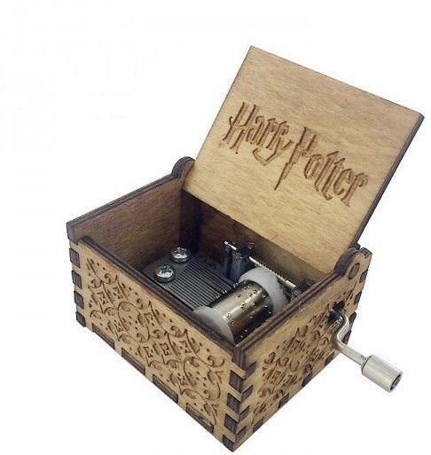 Harry potter music box with main theme song hand cranked Hand Engraved Wooden Music Box for personal collection and gifting! High quality