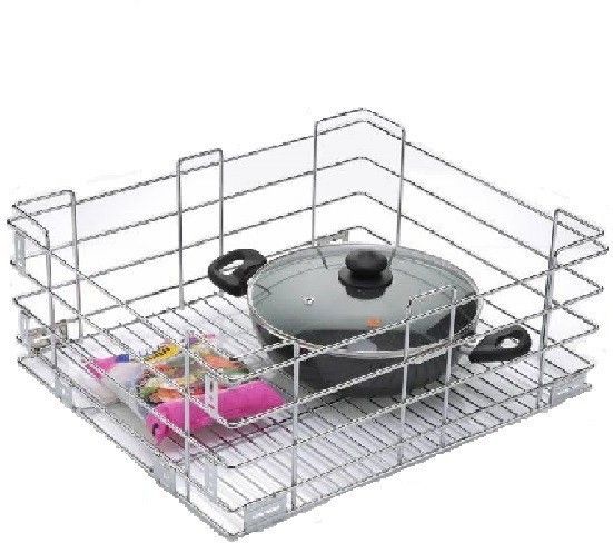 Stainless Steel Stainless Steel Kitchen Rack | Plain Kitchen basket | Modular Kitchen basket | Kitchen trolley | Storage Basket For Kitchen Utensils (Size: 19x20x8 Inch) Storage Basket-image-13