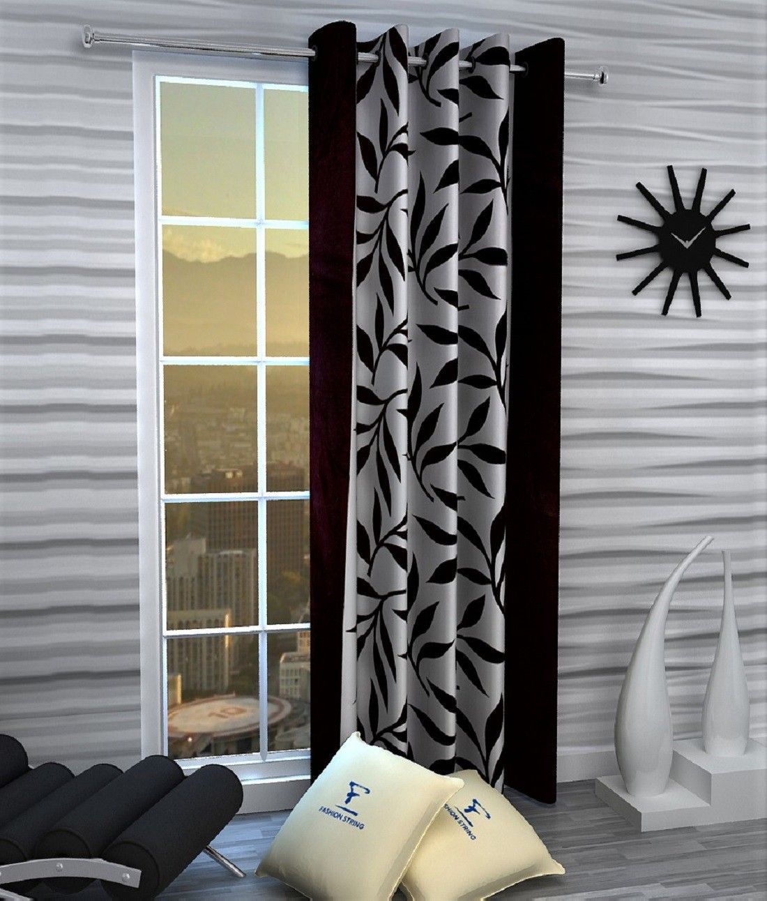 fashion string 213 cm (7 ft) Polyester Semi Transparent Door Curtain Single Curtain-picture-36