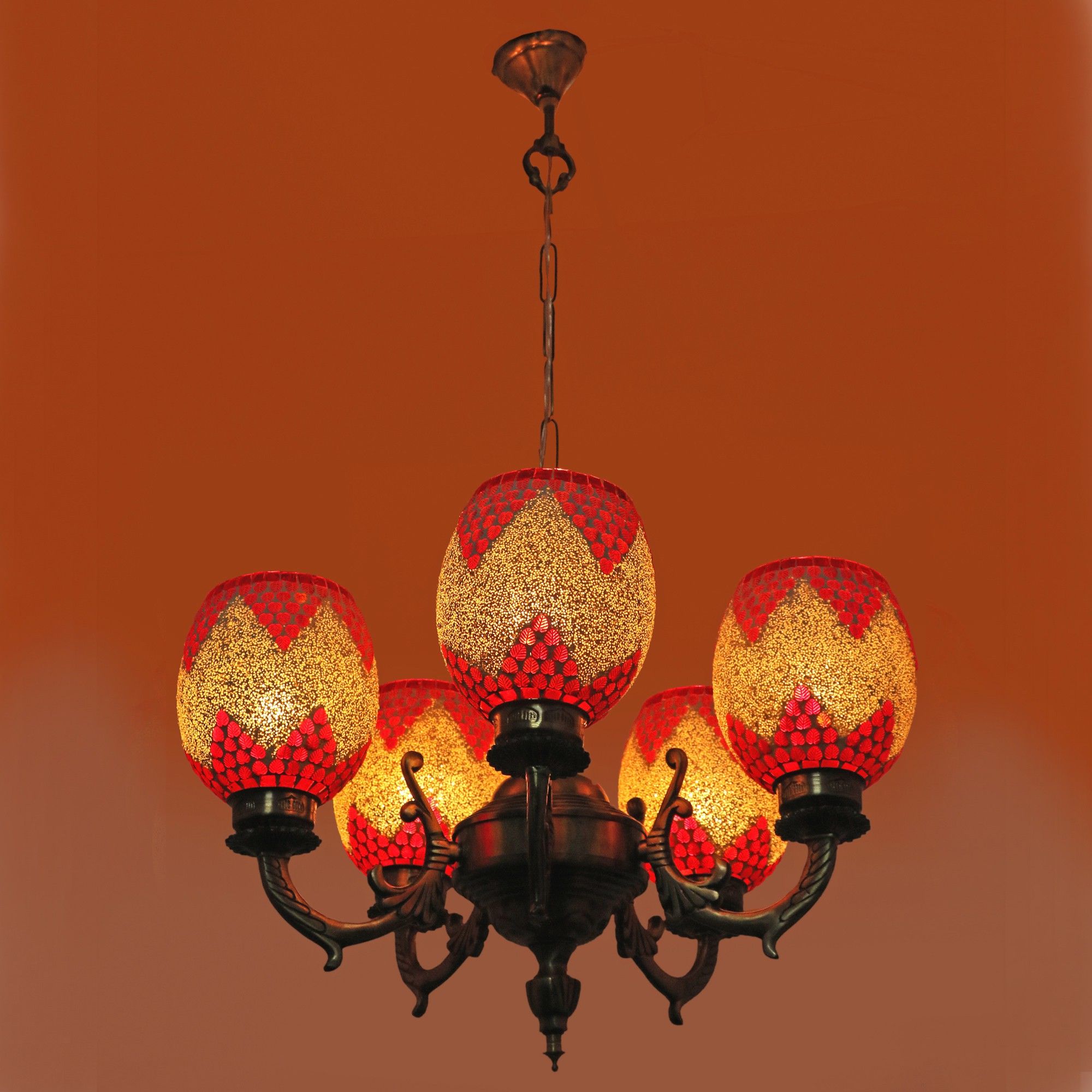 Royal Chandelier Decorate With Chips & BeedsGlass For Magical & Romantic Lighting Effect ,5 Light Ceiling Pandent Lamp- K7 Chandelier Ceiling Lamp-image-0