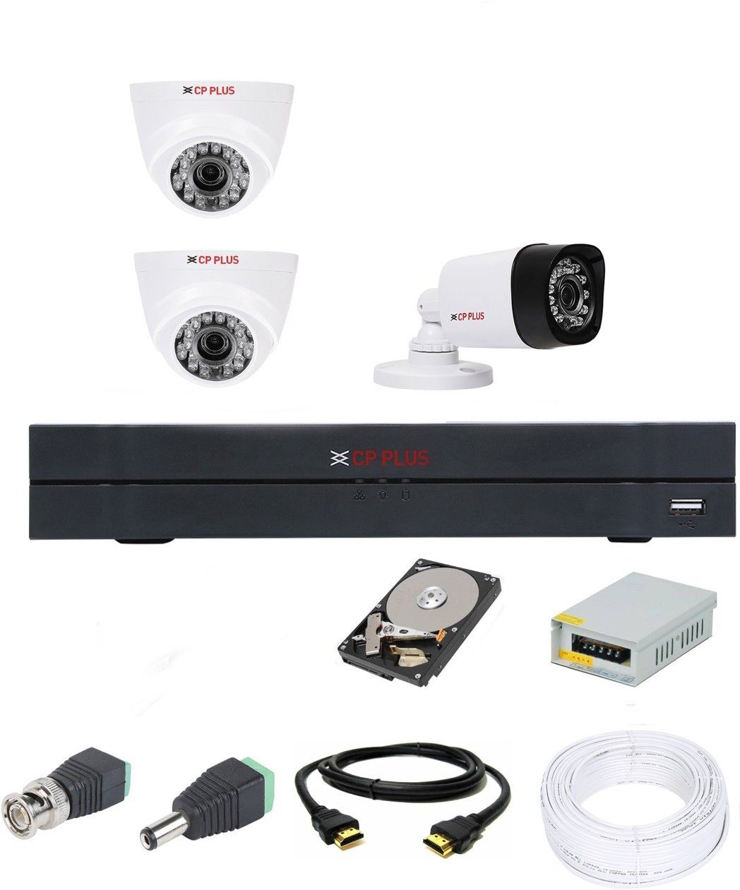 CP PLUS 4 Channal HD DVR 1080p 1Pcs,Bullet Camera 2.4 MP 1Pcs,Dome Camera 2.4 MP 2Pcs,1 TB Toshiba Surveillance Hard Disk with 3 Year warranty, Security Camera-picture-12
