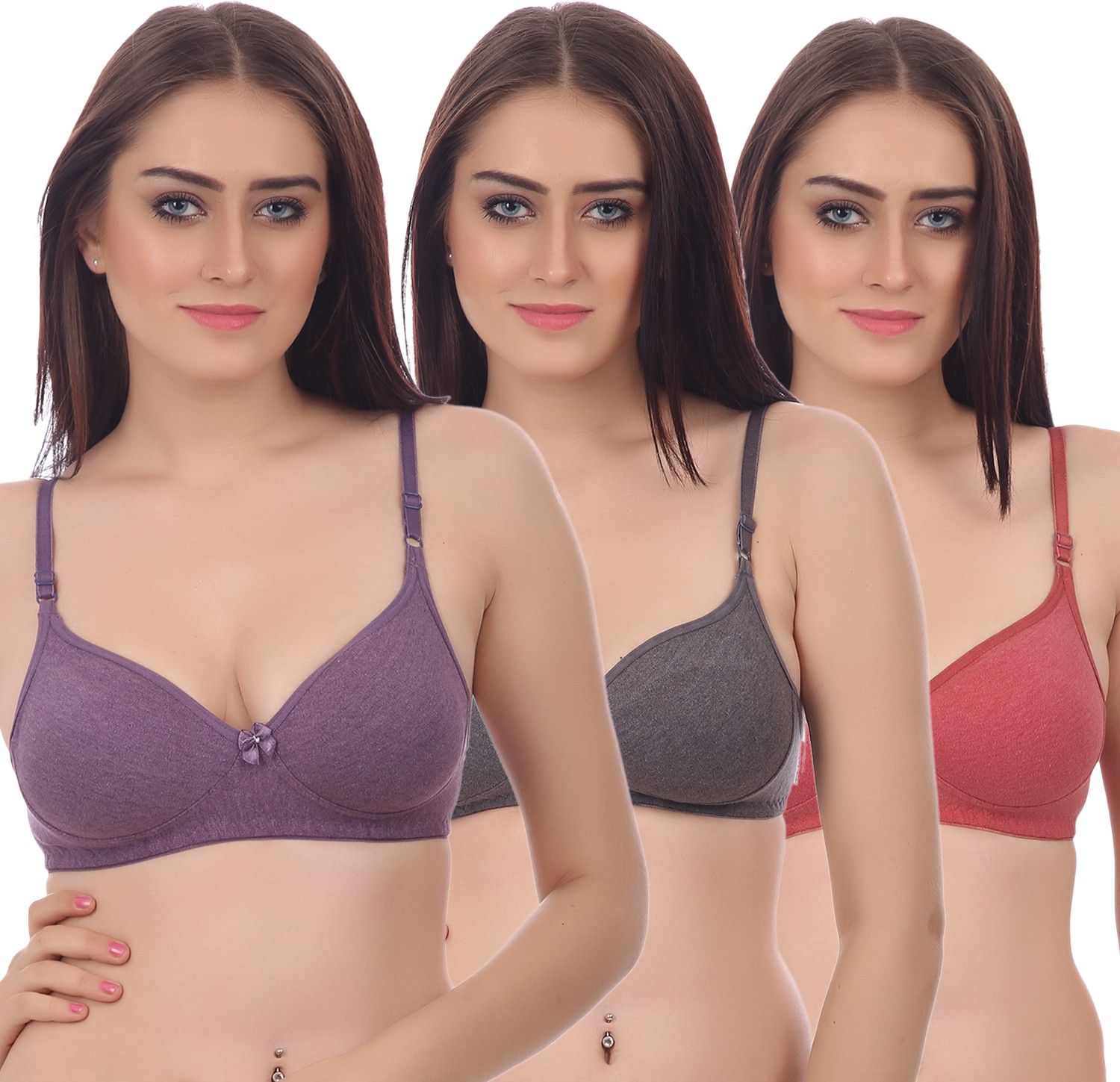 Pack of 3 Women T-Shirt Non Padded Bra-image-6