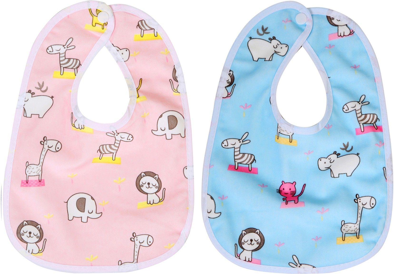 Waterproof baby bibs/aprins for the babies zoo print pack of 2-image-38