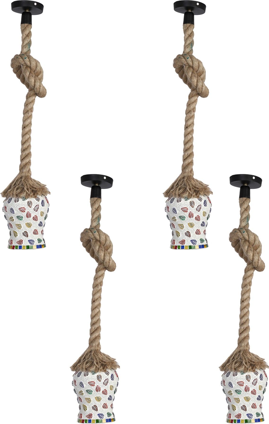 afast Ultra Stylish Pendant Ceiling Lamp Light Hanging In Rope With Hand Decorative Designer Glass Shade (Set Of Four ) Rf44 Pendant Lamp Ceiling Lamp-picture-36