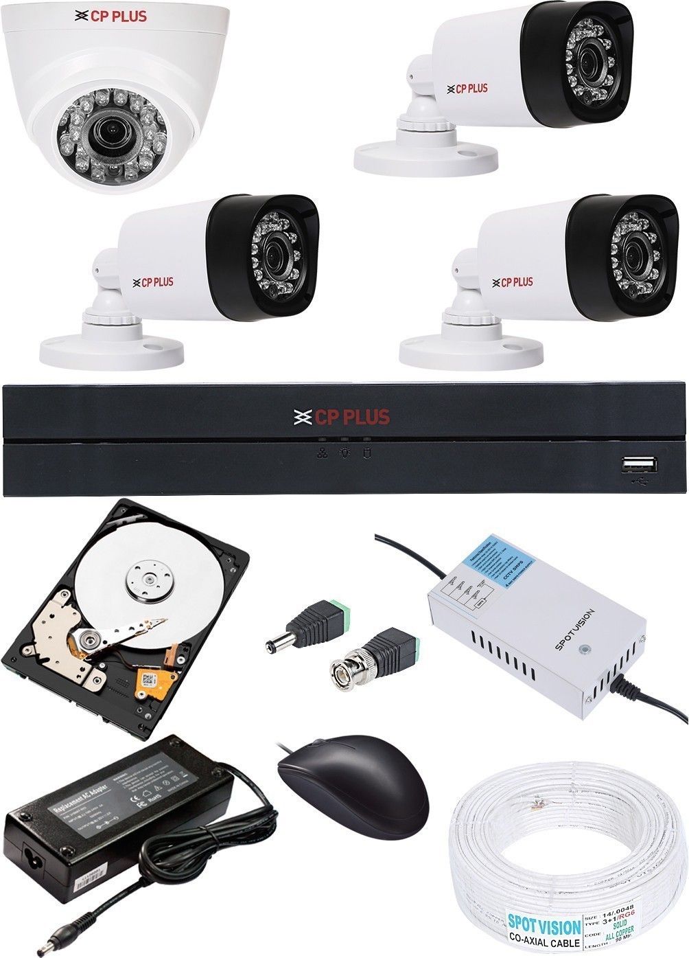 CP PLUS 4 Channel HD DVR 1Pcs,Outdoor Camera 1 MP 3Pcs,Indoor Camera 1 MP 1Pcs,1 TB Toshiba Hard Disk ,Full Combo set Security Camera-picture-10