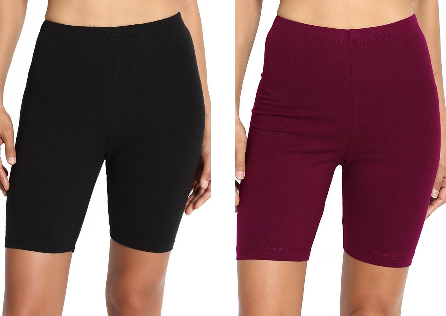 lili Pack of 2 Solid Women Maroon, Black Cycling Shorts-picture-21