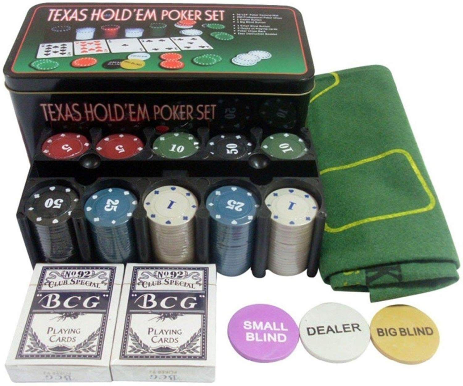 200 Chip Premium Casino Poker Game Set and Blackjack Table Cloth-image-25