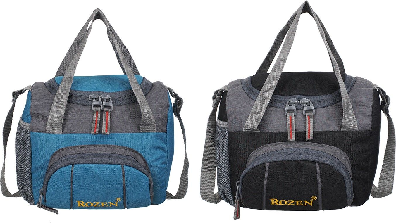 Combo 2-pc Lunch Tiffin Bag Firozi+Black 317 for School Office Picnic Waterproof Lunch Bag-image-37