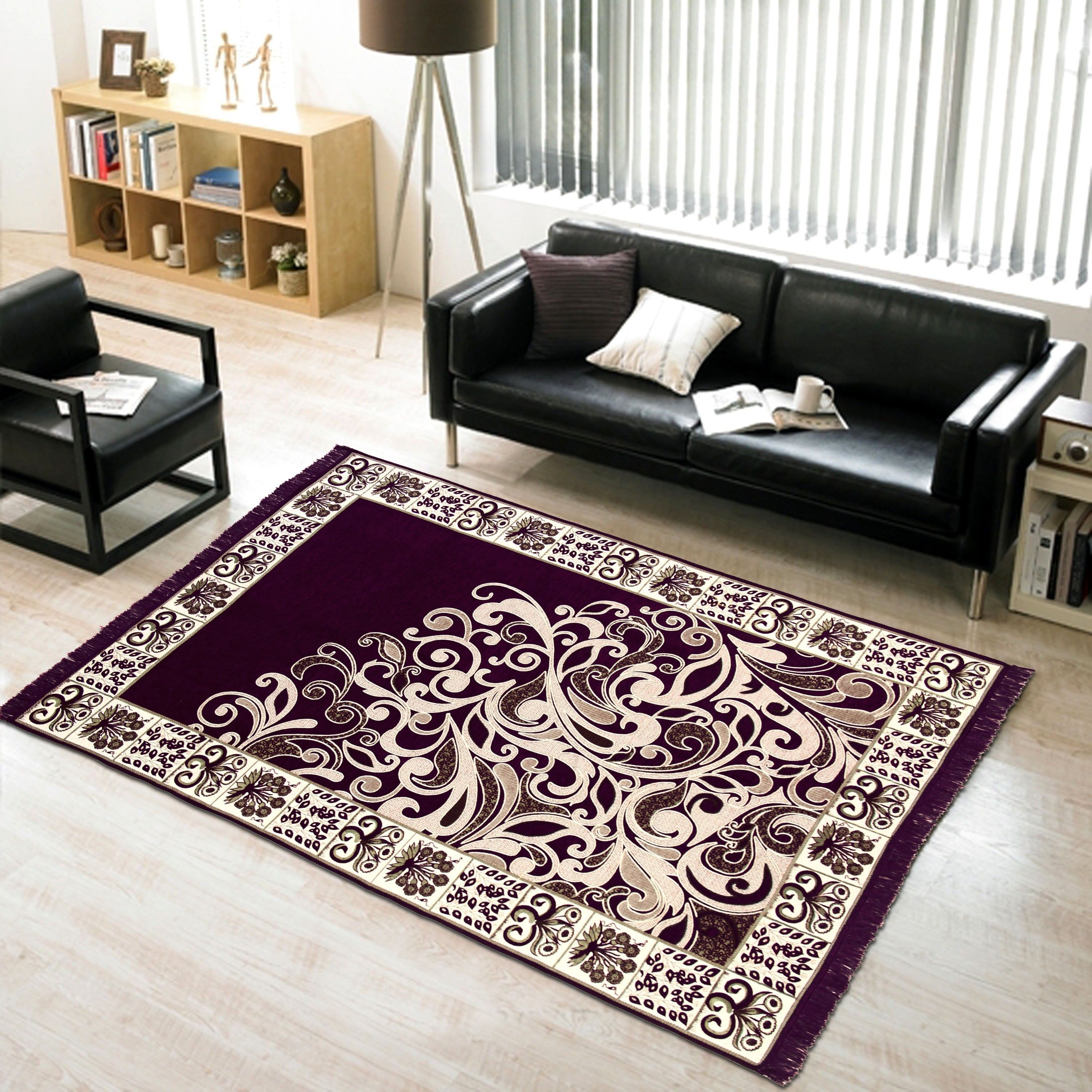 krishna creations 5 ft X 7 ft Chenille Carpet-picture-31