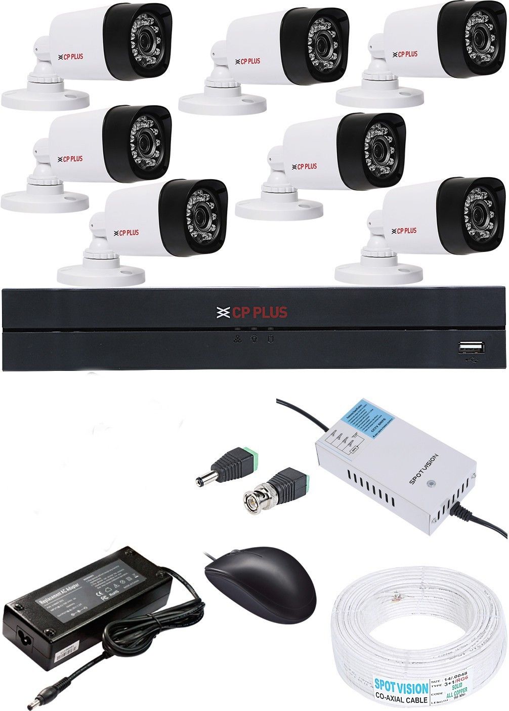 CP PLUS CP-PLUES 8CH DVR CP-UVR-0401E1-CS 01PCS 1MP BULLET CAMERA CP-USC-TA10L2-0360 07PCS Security Camera-picture-19