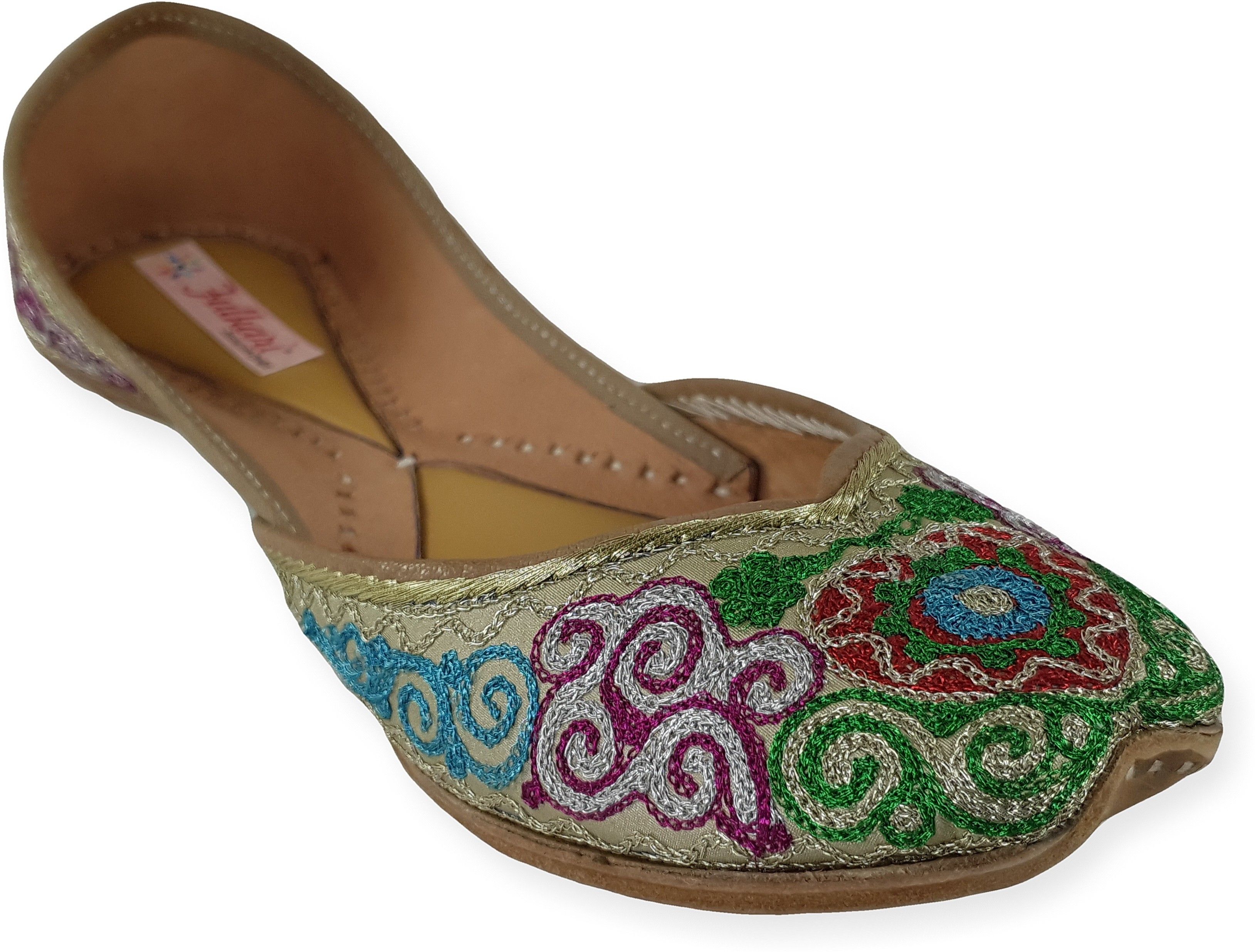 fulkari Genuine Soft Leather Comfortable V Shape Zarri work Daily Wear Juti Ethnic Jutis For Women-picture-12