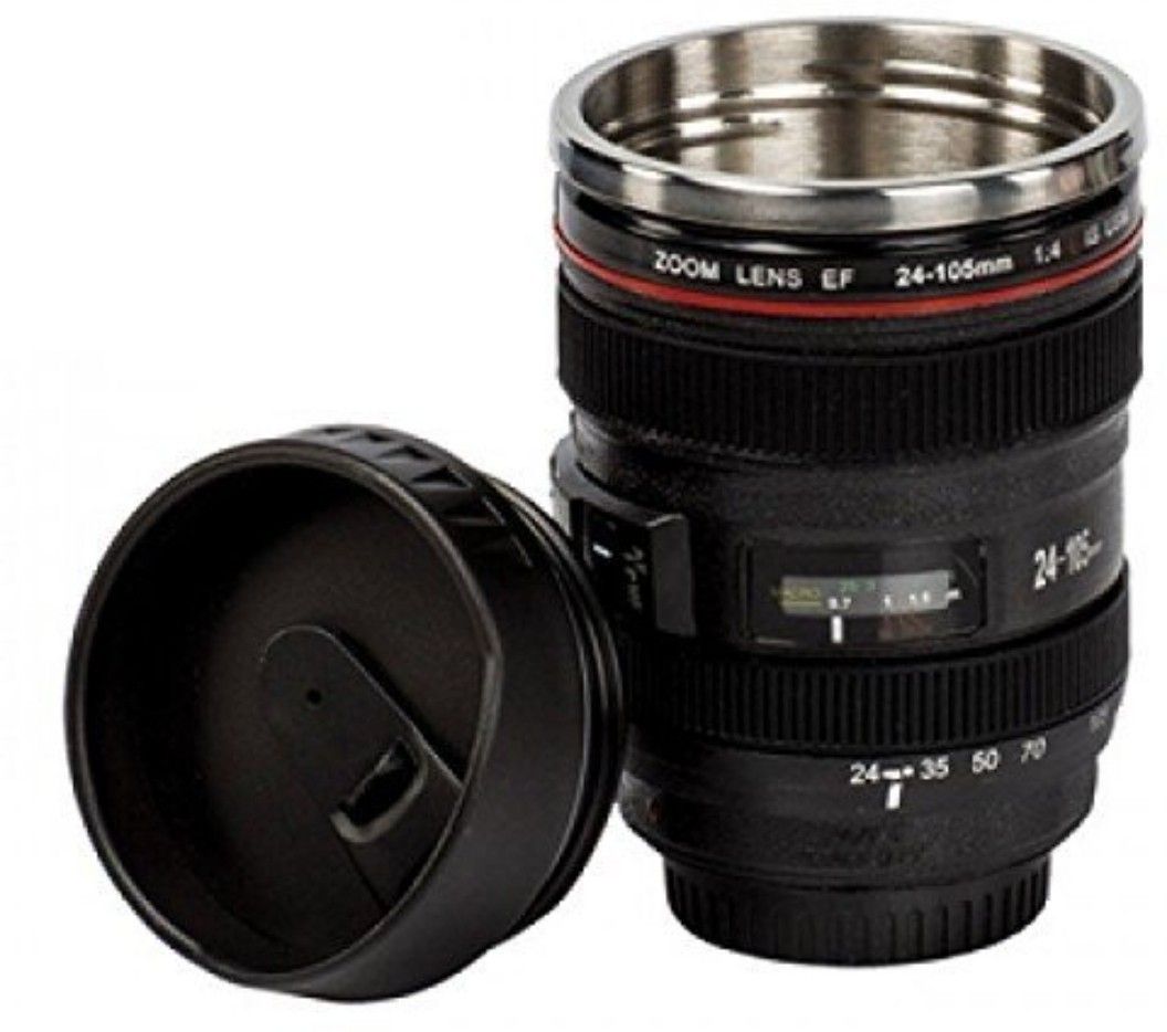 Camera Lens Shape Cup Coffee Tea Stainless Steel Thermos & Lens Lid Stainless Steel, Plastic Coffee Mug-image-41