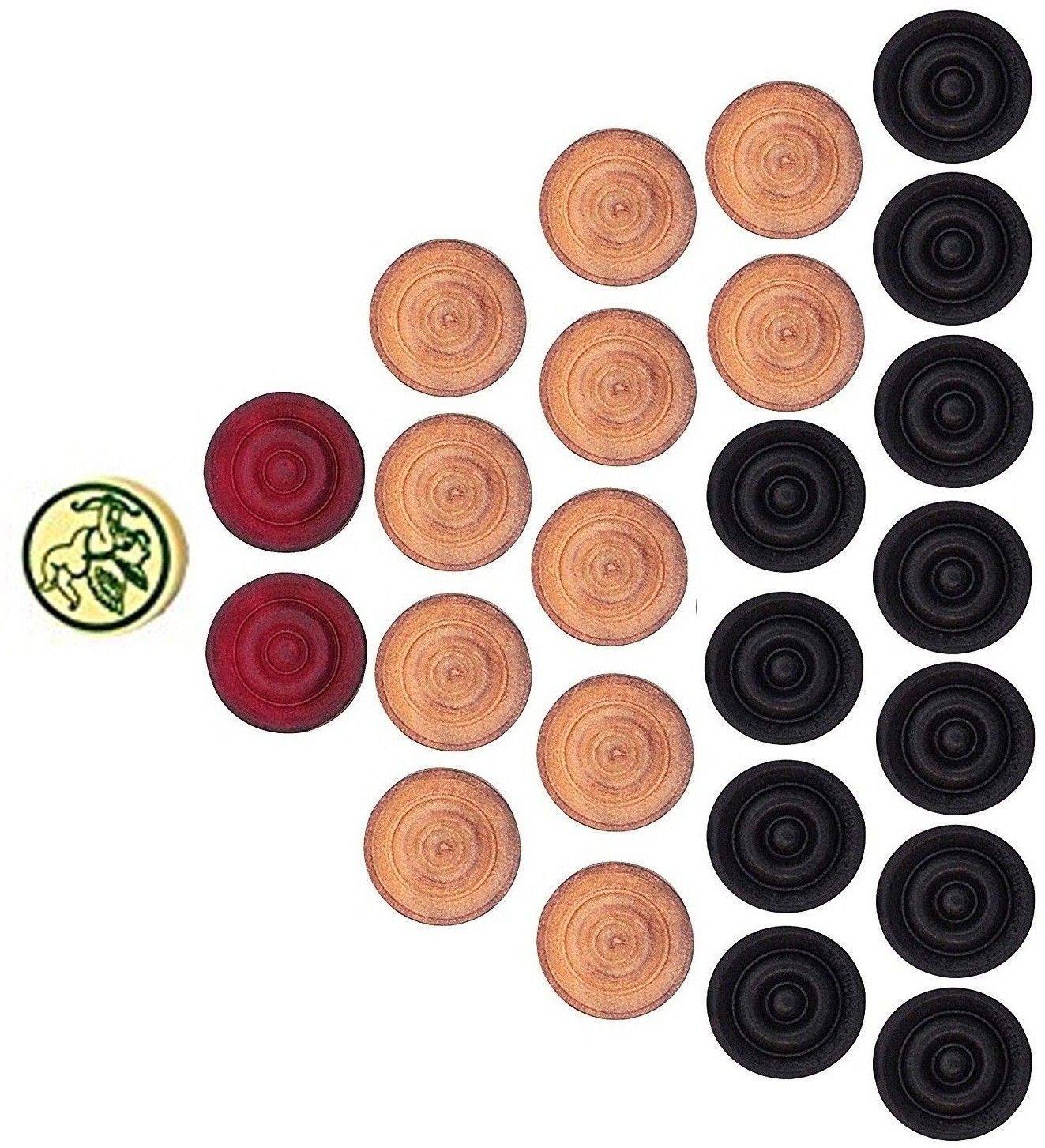 sportsholic 24 Pcs Wooden Carrom Coins Set With Striker And Powder For All Carrom Boards Carrom Pawns-picture-33
