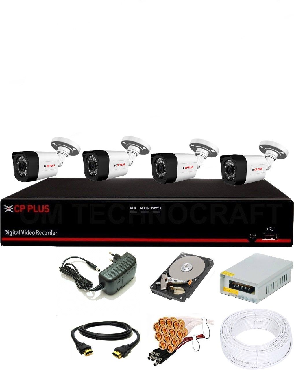 CP PLUS 4 Channal HD DVR 1080p 1Pcs,Outdoor Camera 2MP 4Pcs,1 TB Surveillance Hard Disk, Security Camera-picture-28
