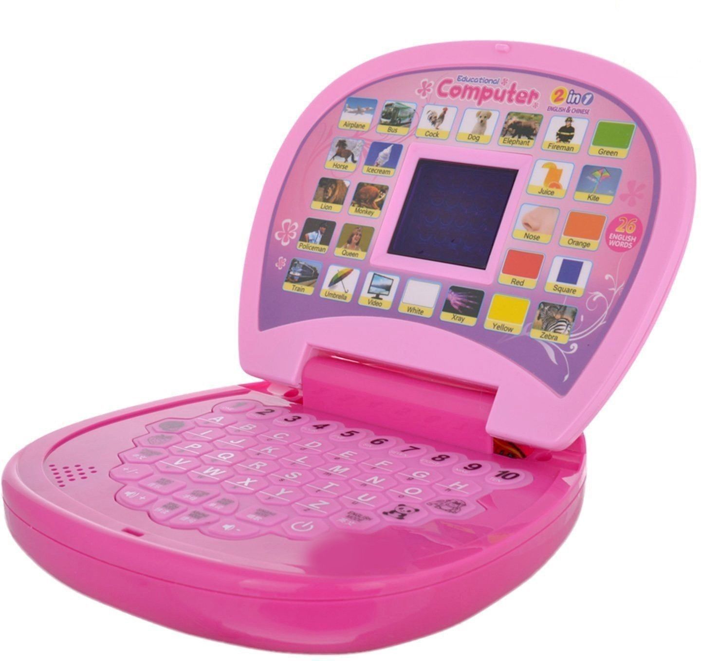 Educational Computer Abc And 123 Learning Kids Laptop With LED Display And Music - Pink-image-38