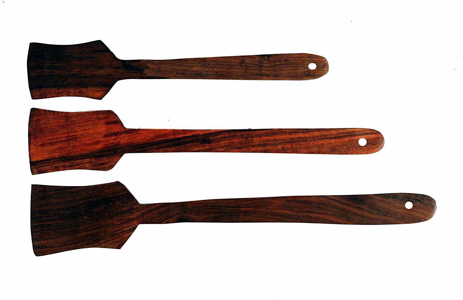 Woodykart Rosewood Serving and Cooking Spoon Set of 2 - Flip (Dosa and roti Palta | Handmade | Ideal for Non Stick) Wood Cooking Spoon, Serving Spoon Set-image-35