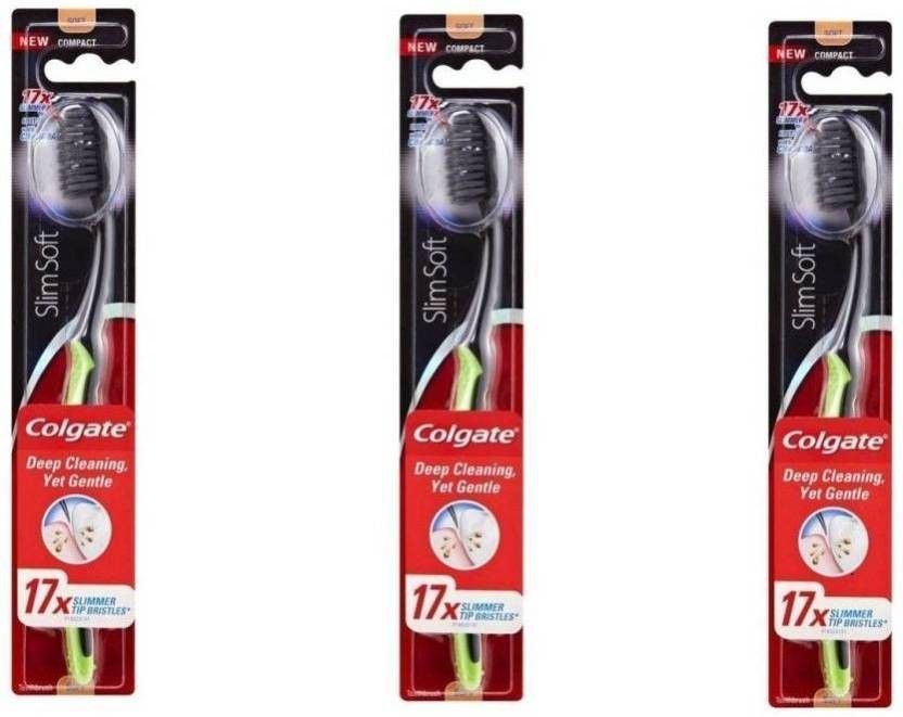 Slim Charcoal Black Soft Toothbrush (Pack of 3) Soft Toothbrush-image-9