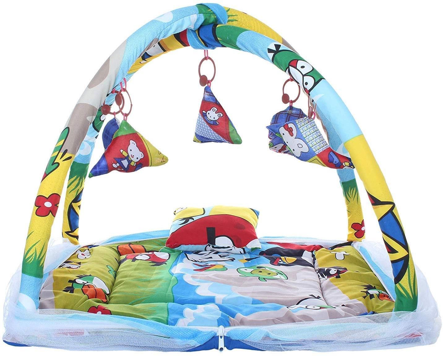 Baby Play Gym with Mosquito Net and Pillow and Beautiful Musical rattles Hanged in The Product and Beautiful Polka Dots Design(0 to 24 Months) - Exclusive-image-25