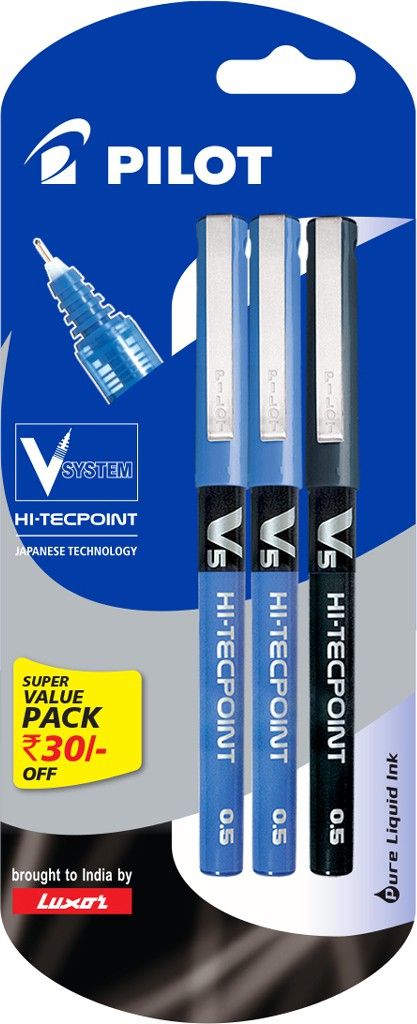 V5 (2 Blue+ 1 Black) Roller Ball Pen-image-48