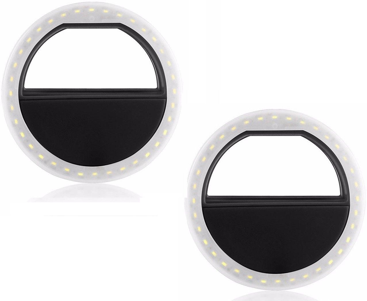 FKU Set of 2 Selfie Ring Light, HuntGold New Battery Powered 3 level Brightness Adjustment Clips On Fill LED Circle Light for 1 lx Camera LED Light