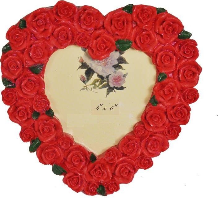 Ceramic Red Heart Photo Frames for Family Pictures, Photo Frames for Walls Decoration, Heart Shape Photo Frame for Valentine Gifts for Girlfriend 4 inch Valentine-image-8