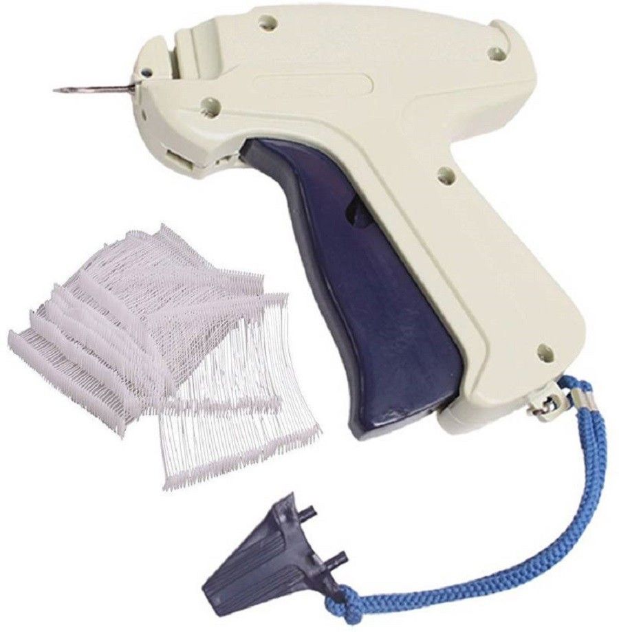 9S Arrow Tag Gun, 65mm 1000 WHITE Tag Pin Barbs,1 Needle Cloth Price Label Attacher Taging Gun