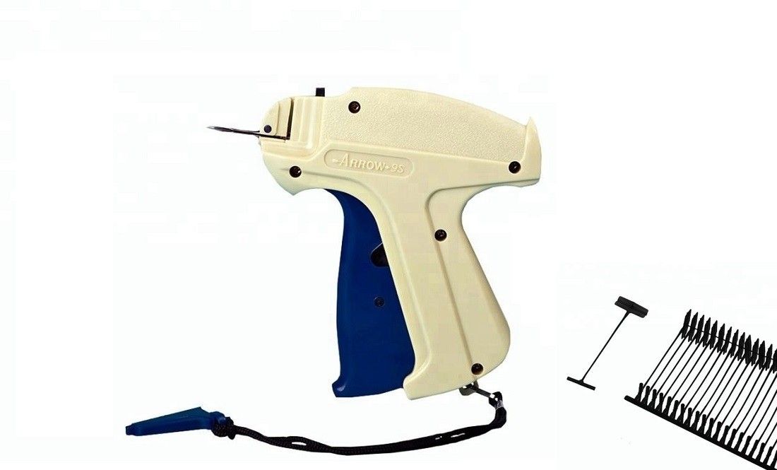 9S Arrow Tag Gun, 75mm 1000 Black Tag Pin Barbs,1 Needle Cloth Price Label Attacher Taging Gun