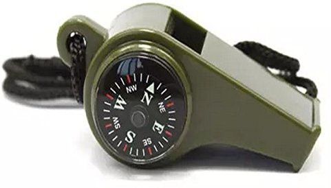 3 IN 1 High Decibel Whistle with Compass and Thermometer Survival Emergency Camping Gear Pea Whistle-image-1