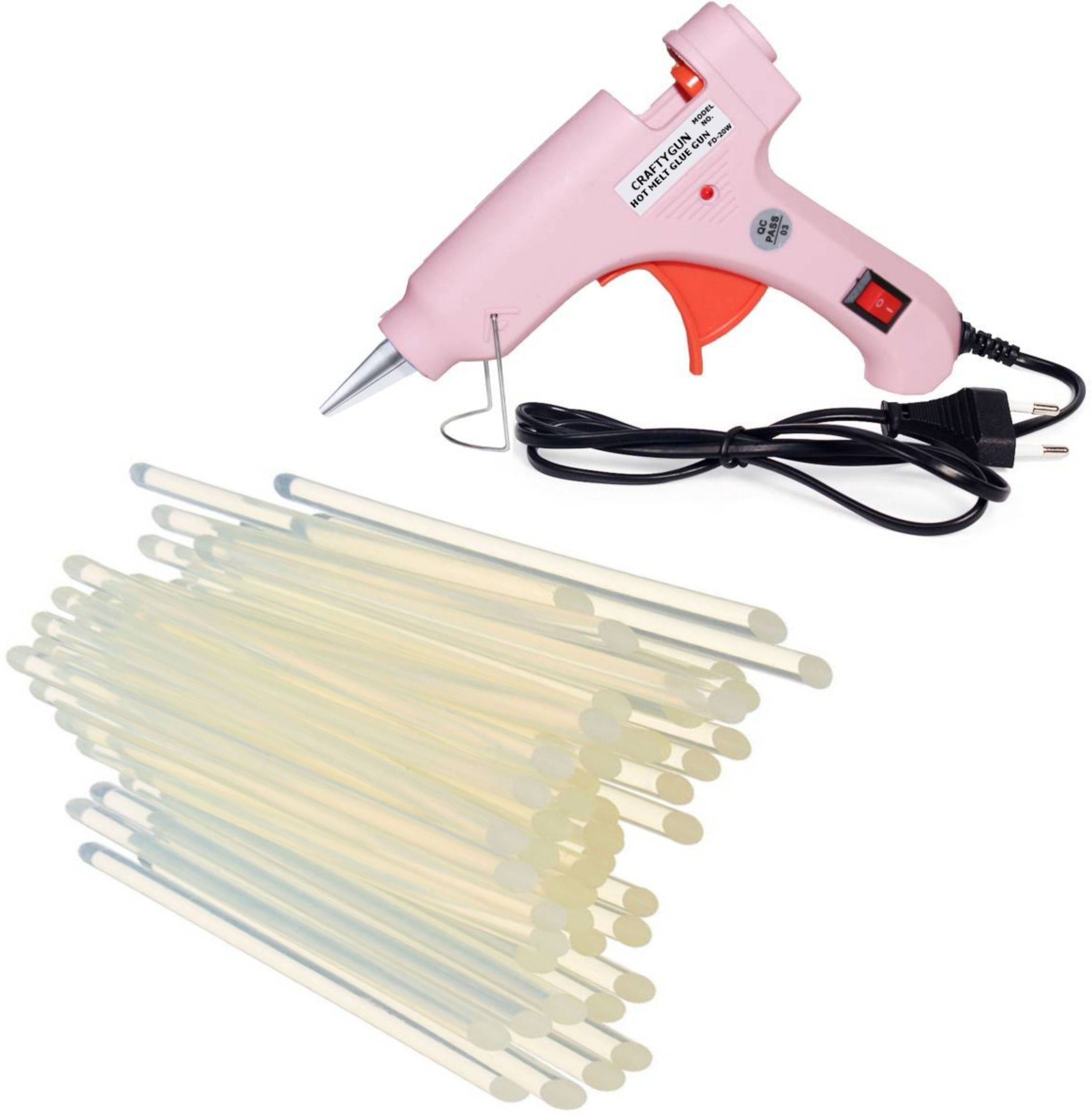 20 WATT FD-20W PINK GLUE GUN (ON OFF SWITCH&INDICATOR) 40 ADHESIVE HOT GLUE STICKS Standard Temperature Corded Glue Gun-image-20