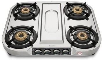 shine (isi approved) 4 burner stainless steel manual gas stove