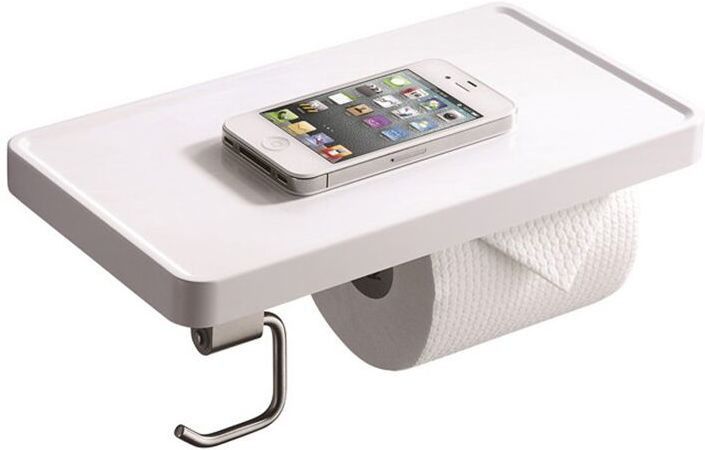 Paper Holder White (With Shelf) Stainless Steel Toilet Paper Holder-image-19