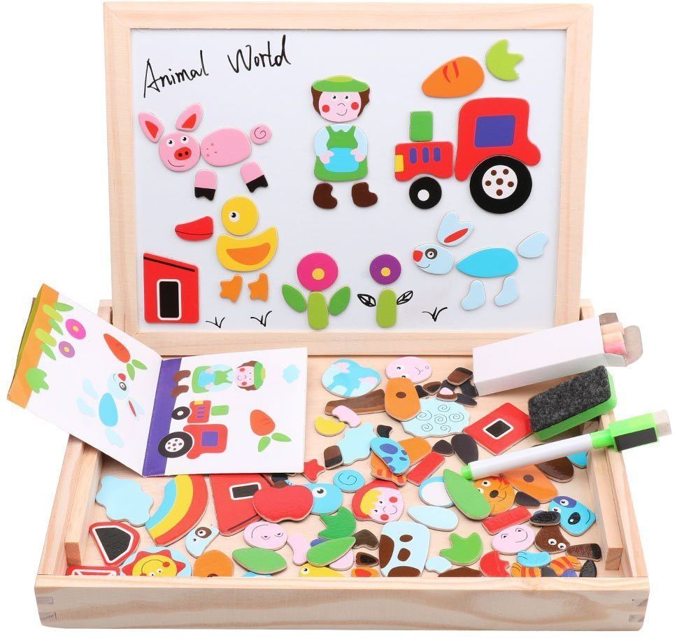 authfort Wooden Educational Toys Magnetic Art Easel Animals Wooden Puzzles Games for Kids WD01-picture-24