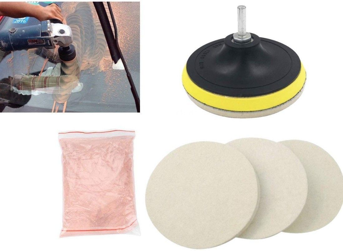 D2374 Cerium Oxide Polishing Powder with Wool Felt Disc with Drill Adapter Kit Vehicle Polisher-image-46
