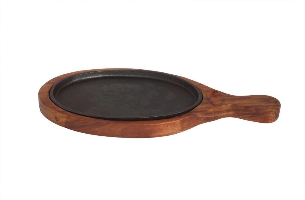engarc Round Brownie Sizzler Plate 6inch with Handle Cast Iron & Wooden Sizzler Tray-picture-15