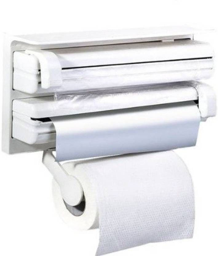 3 in 1 Kitchen Triple Paper Dispenser & Holder Paper/Foil/Cling Wrap - 3 in 1 Wrap Center Holds Silver Foil, Plastic Wrap, and Paper Towels MH-932 Paper Dispenser-image-24