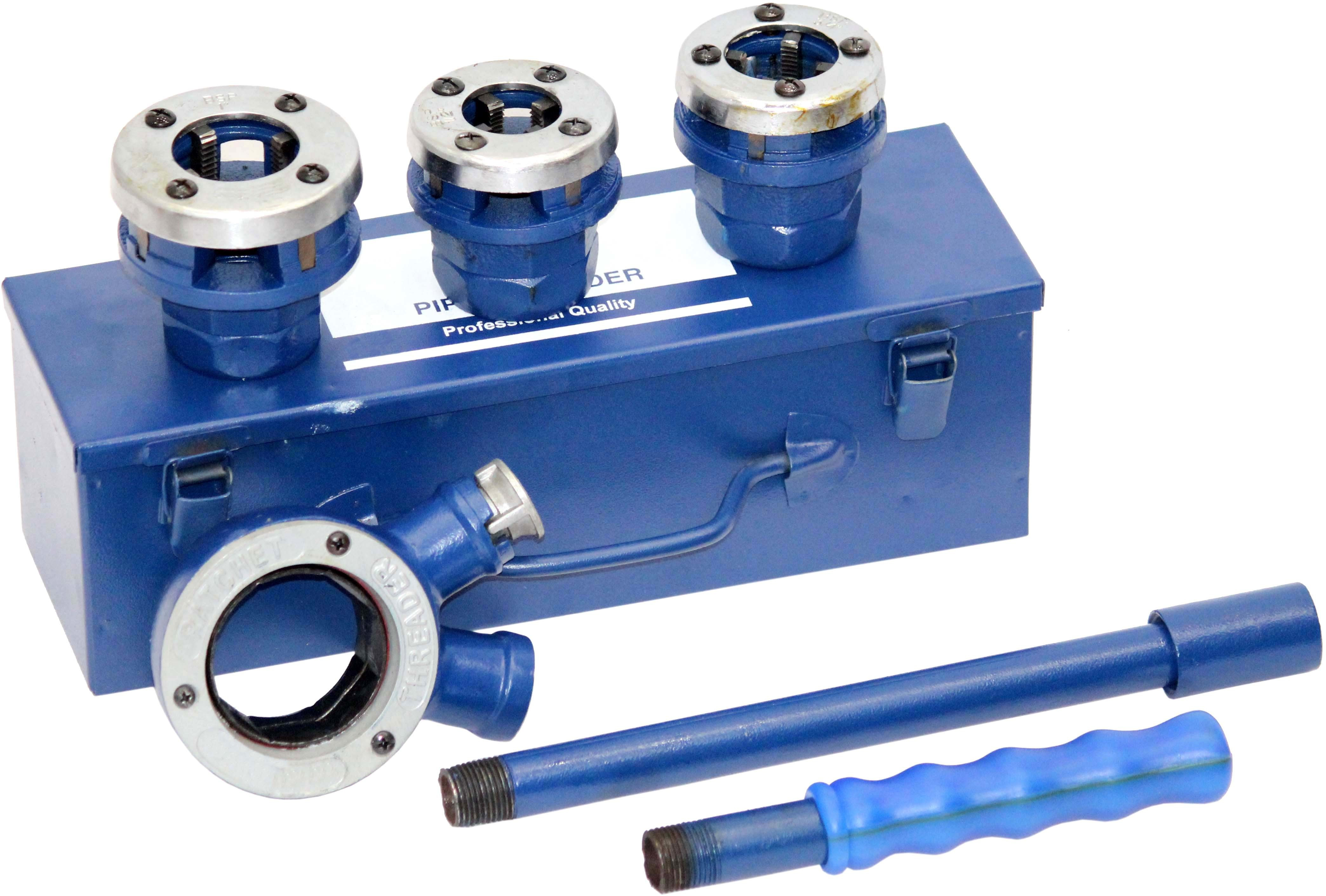 digital craft 1 Set Pipe Threading Kit Dies Manual Plumber Pipe Threading Kit Threader Tool Manual Threader Size 1/2", 3/4", 1" Tool Kit Die Handle image 1